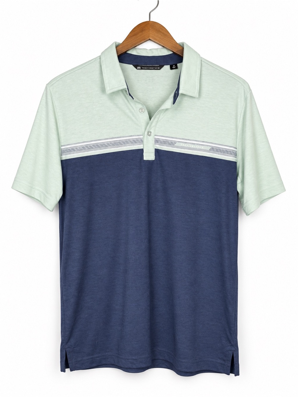 TravisMathew Mens Colorblock Golf Polo Medium Blue Green Quarter Zip Performance